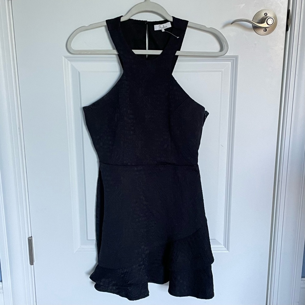 Parker Barcelona Cutout Ruffled Jacquard Dress Black Size XS - 47461 - Picture 2 of 11